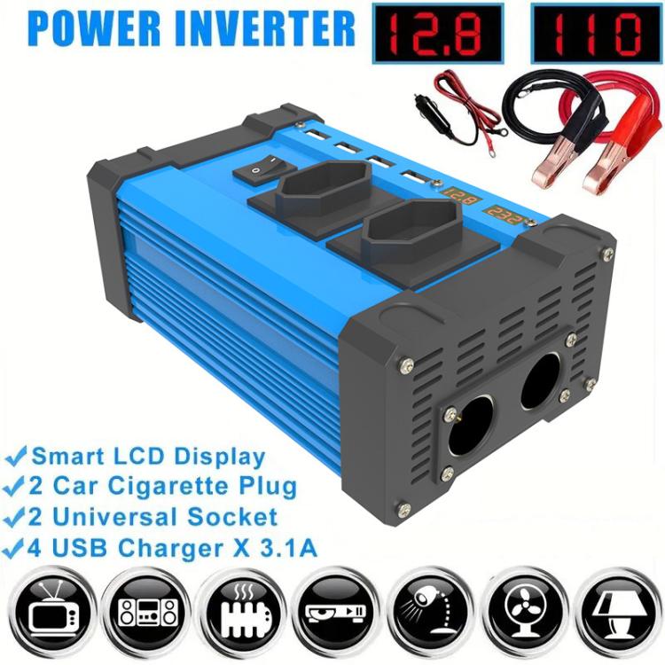 Gurxun 4 USB Ports Digital Display Modified Square Wave Inverter, Spec: 500W Brazil Plug 12V To 220V - free shipping - PMC TechLife - Order now!
