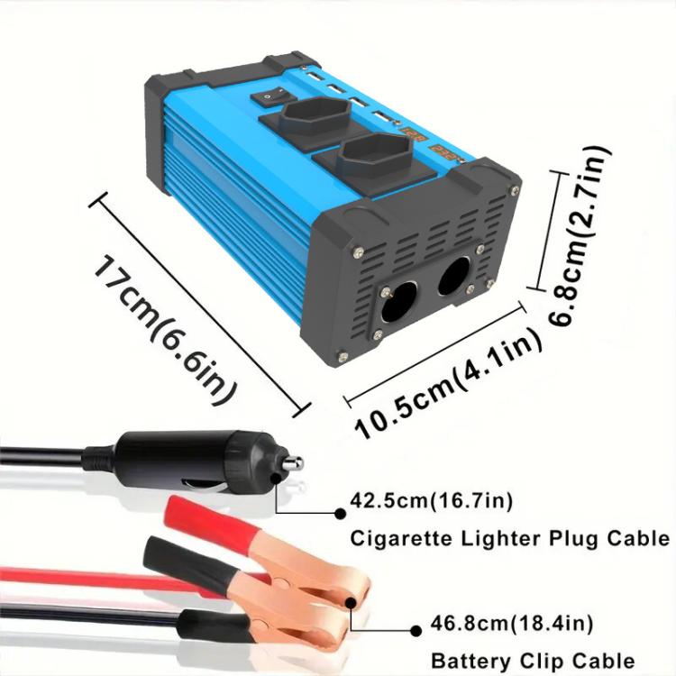 Gurxun 4 USB Ports Digital Display Modified Square Wave Inverter, Spec: 300W Brazil Plug 12V To 220V - free shipping - PMC TechLife - Order now!