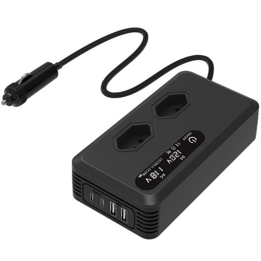 Gurxun Dual Digital Display Car Inverter With 2 USB+2 Type-C Ports Brazil Plug 220V - Modified Square Wave by Gurxun | Online Shopping South Africa | PMC Jewellery | Buy Now Pay Later Mobicred