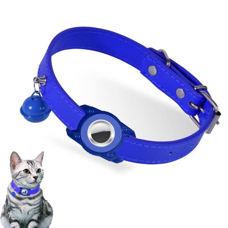 For AirTag Tracker Waterproof Protection Case Pet Leather Collar Anti Lost Cat Locator Collar(Blue) - Pet Series by PMc TechLife | Online Shopping South Africa | PMc TechLife | Buy Now Pay Later Mobicred