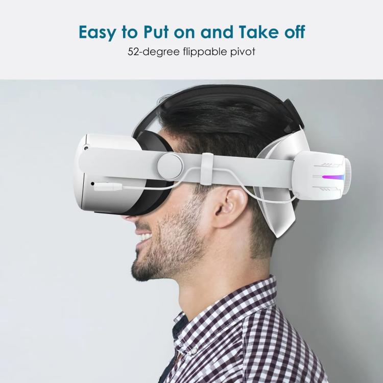 For Meta Quest 2 VR RGB Head Strap Adjustable Headband Built-in 8000 mAh Battery(Gaming White) - VR Accessories by PMc TechLife | Online Shopping South Africa | PMc TechLife | Buy Now Pay Later Mobicred