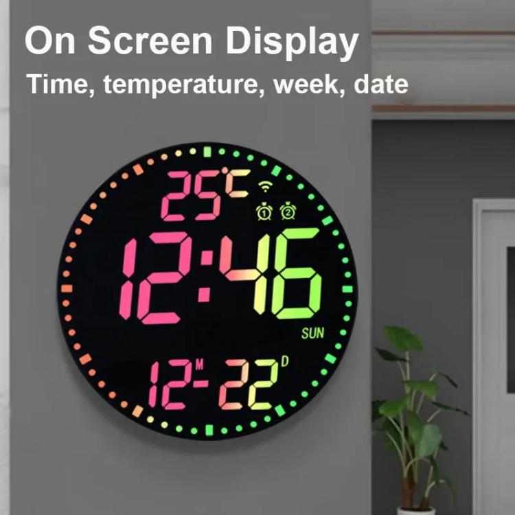 Wifi App Control LED Digital Wall Clock With RGB Light Multi-Functional Alarm Clock(White Shell Cloth Surface) - free shipping - PMc TechLife - Order now!