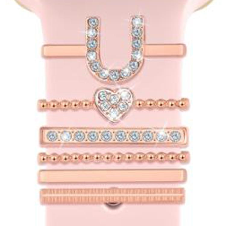 6pcs / Set Smart Watch Silicone Band Decorative Ring Metal Accessories, Size: U(Rose Gold) - Watch Decorations by PMC TechLife | Online Shopping South Africa | PMC TechLife | Buy Now Pay Later Mobicred