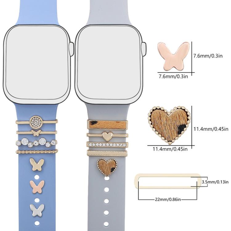 22mm Width Smart Watch Silicone Band Decorative Ring Metal Accessories, Style: LOVE Silver - free shipping - PMc TechLife - Order now!