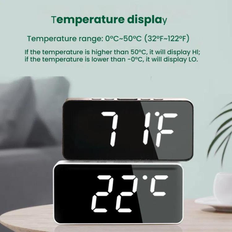 LED Mirror Digital Clock with Type-C Charging Port & 18650 Battery Compartment (Battery Not Included)(White+Blue) - Alarm Clocks by PMc TechLife | Online Shopping South Africa | PMc TechLife | Buy Now Pay Later Mobicred