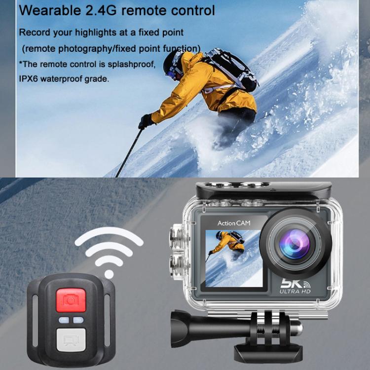 M40TRW With Touch Screen + Remote Control + Microphone 5K Action Camera Anti-Shake Outdoor HD Shooting Cycling Recorder Under Dive Camera - free shipping - PMC TechLife - Order now!