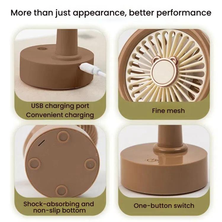 Student USB Small Desktop Fan Replaceable Animal Ears Multi-Speed Lithium Battery Mute Fan, Color: Beige Bear - free shipping - PMc TechLife - Order now!