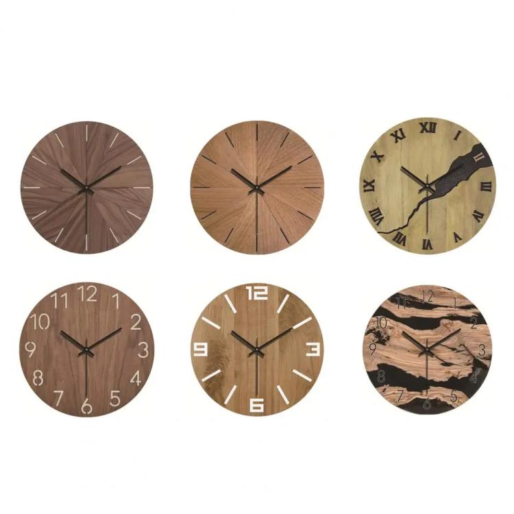 12-inch Imitation Wood Grain Texture Decorative Wall Clock Silent Quartz Clock Holiday Gift HR-CMW16 - free shipping - PMC TechLife - Order now!