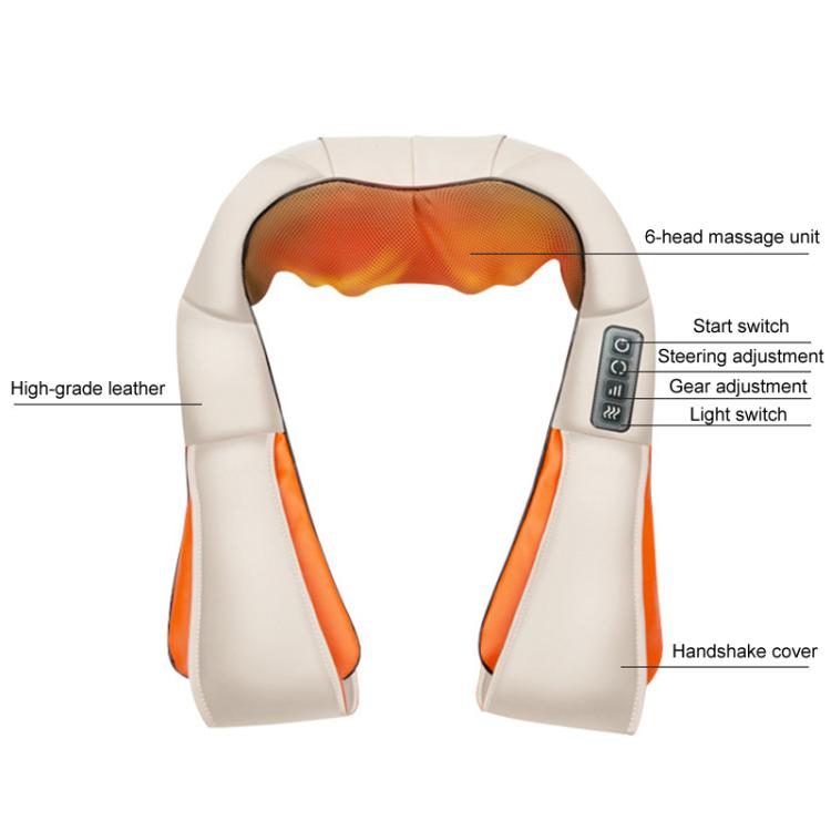 Car Household Massage Shawl Heated Shoulder And Cervical Massager EU Plug(Beige+Orange) - free shipping - PMC TechLife - Order now!