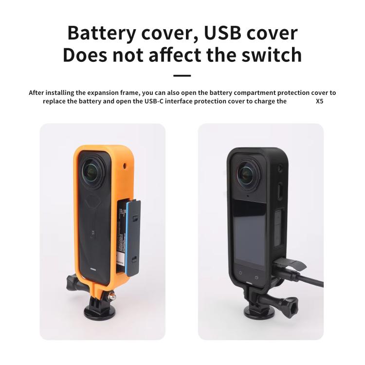For Insta360 X5 360 Camera CQT Expandable Protective Cage Shockproof Case Horizontal Black - free shipping - PMC TechLife - Order now!