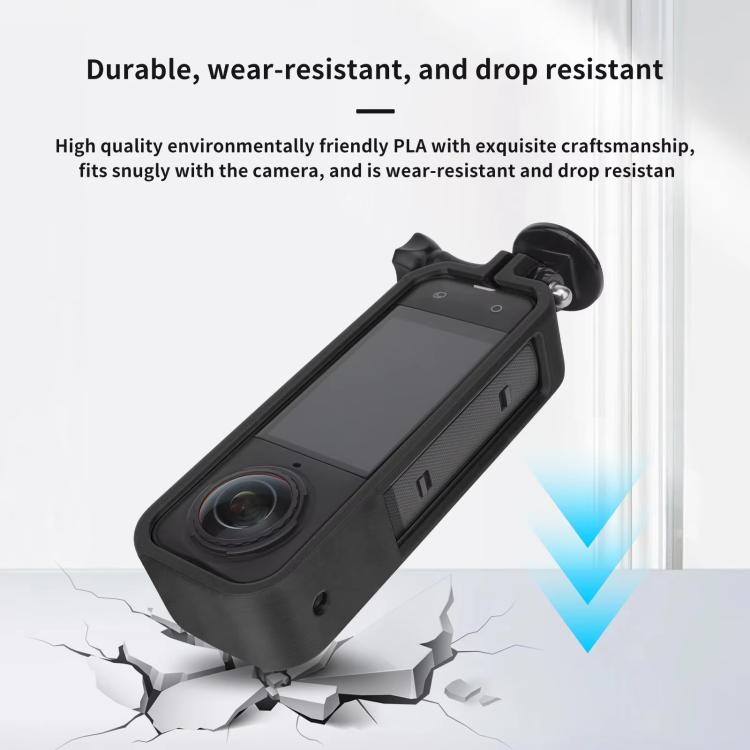 For Insta360 X5 360 Camera CQT Expandable Protective Cage Shockproof Case Horizontal Black - free shipping - PMC TechLife - Order now!