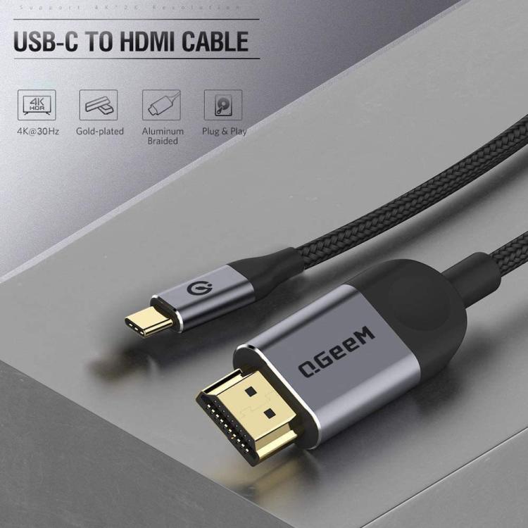 QGeeM USB-C/Type-C To HDMI Cable 4K 30Hz For Screen Mirroring & Extended Display, Cable Length: 1.2m - free shipping - PMC TechLife - Order now!