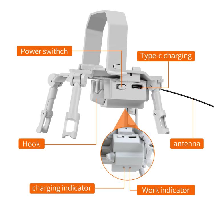 For DJI Mini 3 Pro / Mini 3 Drone YX Airdrop System Rechargeable Thrower Load 200g(Light Gray) - free shipping - PMC TechLife - Order now!