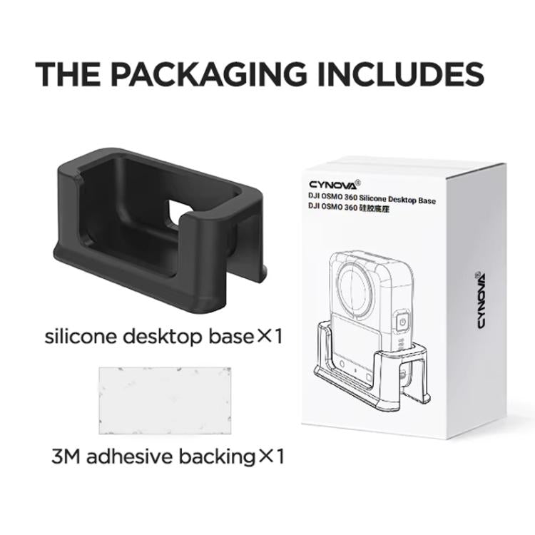 For DJI Osmo 360 Action Camera CYNOVA Silicone Mount Base Desktop & Car Holder(Black) - free shipping - PMC TechLife - Order now!
