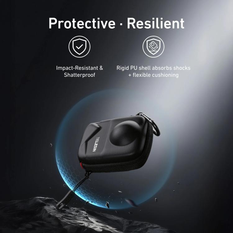 TELESIN Open Bottom PU Carrying Case for DJI Osmo 360 Camera Protective Pouch with Carabiner Clip - free shipping - PMC TechLife - Order now!
