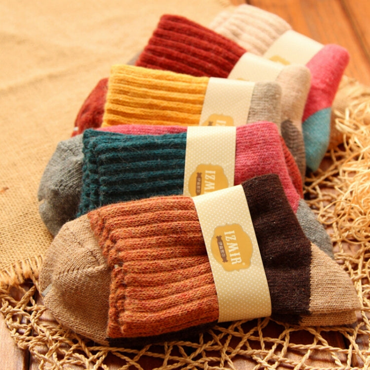 5 Pairs Winter Vintage Rabbit Wool Socks Thicken Patchwork Cotton Socks, Size:Free Size(red socks) - Tube Socks by PMC Jewellery | Online Shopping South Africa | PMC Jewellery