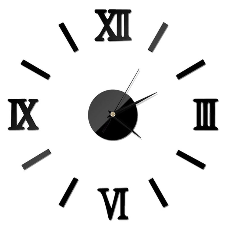 Modern DIY Indoor Roman Wall Clock Mirror Effect 3D Wall Sticker(Black) - Wall Clock by PMc TechLife | Online Shopping South Africa | PMc TechLife | Buy Now Pay Later Mobicred