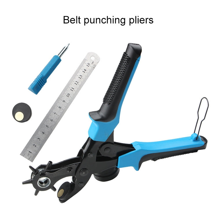 Multifunctional Belt Hole Puncher with 6 Holes Leather Hole Punch for Leather Belts Cards Paper Fabric(Blue) - Binding Supplies by PMC Jewellery | Online Shopping South Africa | PMC Jewellery