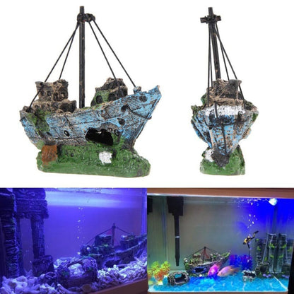 Pirate Ship Rotten Boat Small Net Boat Aquarium Landscaping Fish Tank Glass Cylinder Scene - Fish Tank Decoration by PMC Jewellery | Online Shopping South Africa | PMC Jewellery