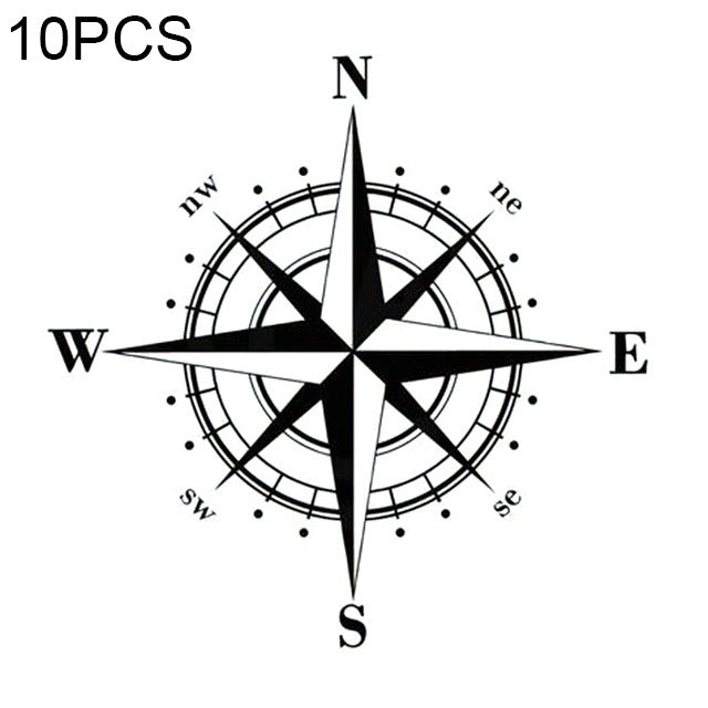 10 PCS  Art Design Vinyl NSWE Compass Car Stickers Decals, White + Black - Decorative Sticker by PMC Jewellery | Online Shopping South Africa | PMC Jewellery