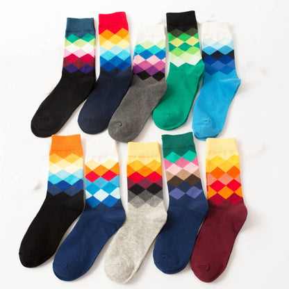 Colored Diamond Plaid Tube Gradient Sports Socks, Size:Large Size(06) - Tube Socks by PMC Jewellery | Online Shopping South Africa | PMC Jewellery