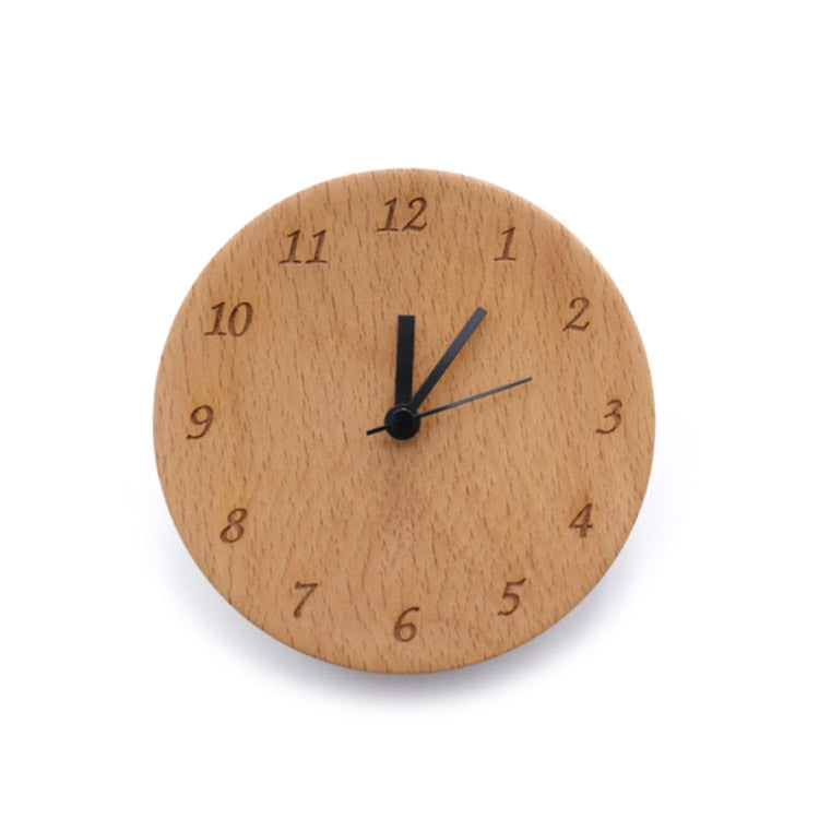 Simple Home Study Solid Wood Decorative Bedside Beech Alarm Clock(Round Borderless Numbers) - Novelty Clock by PMc TechLife | Online Shopping South Africa | PMc TechLife | Buy Now Pay Later Mobicred