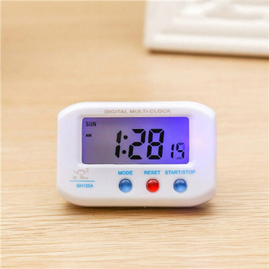 Portable Pocket Sized Digital Electronic Travel Alarm Clock Automotive Electronic Luminous Stopwatch LCD Clock(White) - Alarm Clocks by PMC Jewellery | Online Shopping South Africa | PMC Jewellery