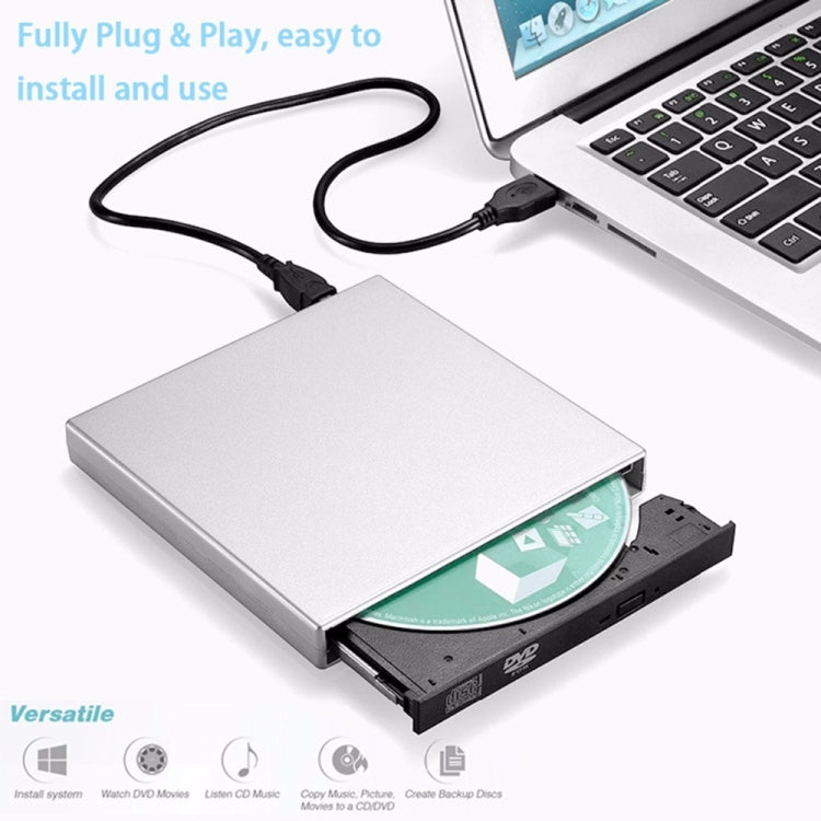 USB 2.0 Portable Ultra Slim External Slot-in DVD-RW CD-RW CD DVD ROM Player Drive for PC - Rewritable Drive by PMC Jewellery | Online Shopping South Africa | PMC Jewellery