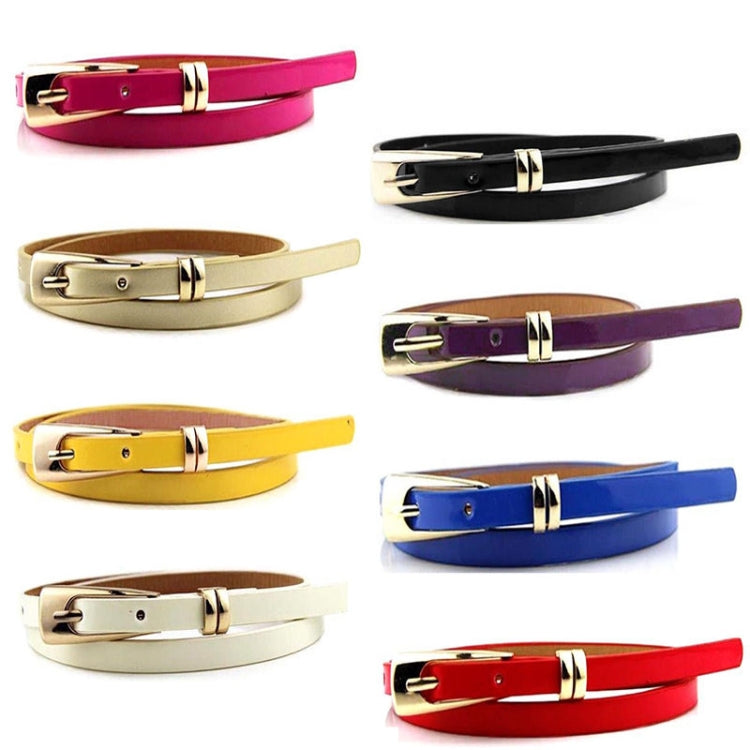 Candy-colored PU Leather Rectangular Buckle Thin Belt for Women, Length: 1050 x 11mm(White) - Belts by PMC Jewellery | Online Shopping South Africa | PMC Jewellery