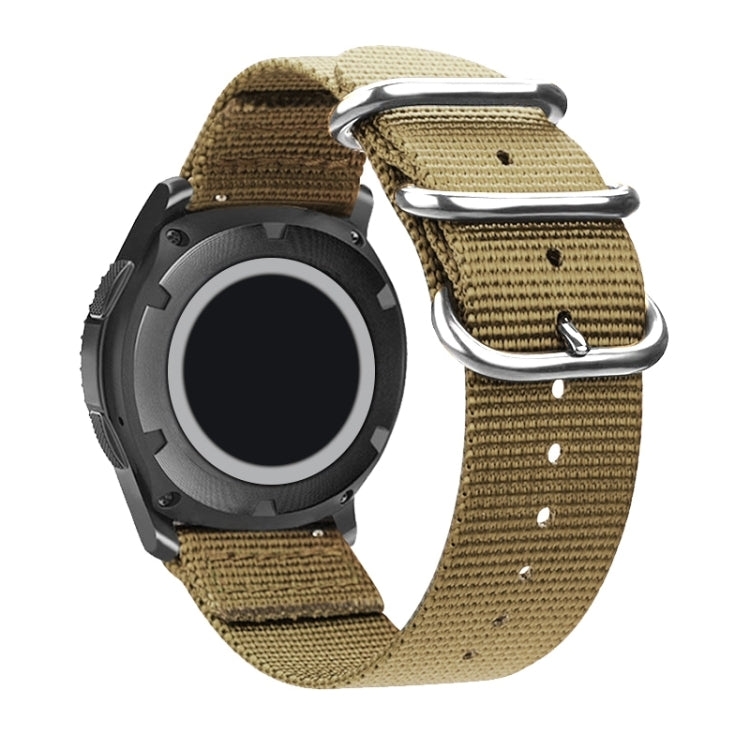 Washable Nylon Canvas Watchband, Band Width:22mm(Khaki with Silver Ring Buckle) - free shipping - PMC TechLife - Order now!