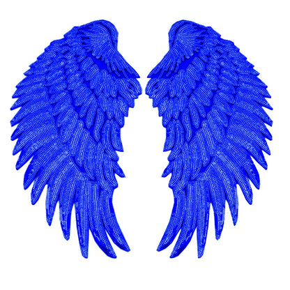 Royal Blue A Pair Sequin Feather Wing Shape Clothing Patch Sticker DIY Clothing Accessories, Size:Large 33.5 x 32cm - DIY Apparel Sewing by PMC Jewellery | Online Shopping South Africa | PMC Jewellery