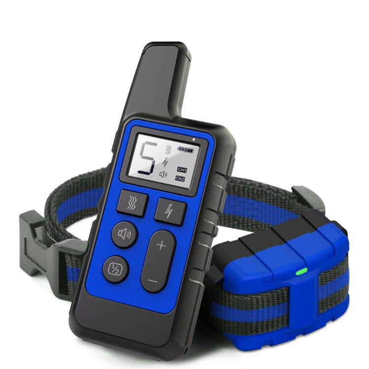 500m Dog Training Bark Stopper Remote Control Electric Shock Waterproof Electronic Collar(Blue) - Training Aids by PMC Jewellery | Online Shopping South Africa | PMC Jewellery