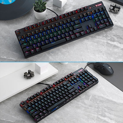 Rapoo V500 PRO Mixed Light 104 Keys Desktop Laptop Computer Game Esports Office Home Typing Wired Mechanical Keyboard(Green Shaft) - Wired Keyboard by Rapoo | Online Shopping South Africa | PMC Jewellery | Buy Now Pay Later Mobicred