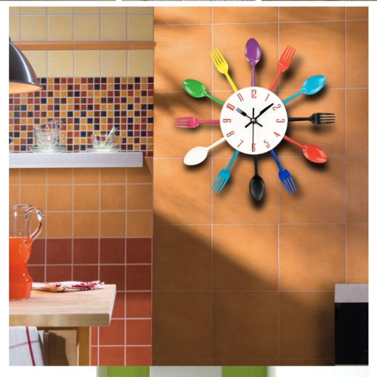 Cutlery Metal Kitchen Wall Clock Spoon Fork Creative Quartz Wall Mounted Clocks Modern Design Decorative Horloge White - Wall Clock by PMc TechLife | Online Shopping South Africa | PMc TechLife | Buy Now Pay Later Mobicred
