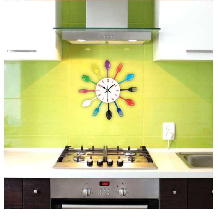 Cutlery Metal Kitchen Wall Clock Spoon Fork Creative Quartz Wall Mounted Clocks Modern Design Decorative Horloge Black - Wall Clock by PMc TechLife | Online Shopping South Africa | PMc TechLife | Buy Now Pay Later Mobicred