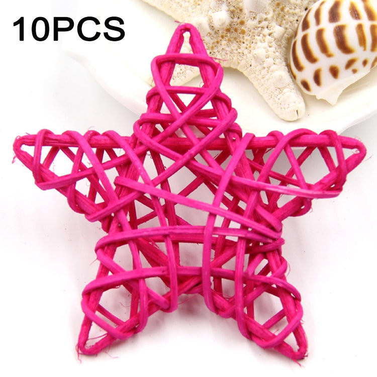 10 PCS 6cm Artificial Straw Ball DIY Decoration Rattan Stars Christmas Decor Home Ornament Supplies(Pink) - Ornaments by PMC Jewellery | Online Shopping South Africa | PMC Jewellery