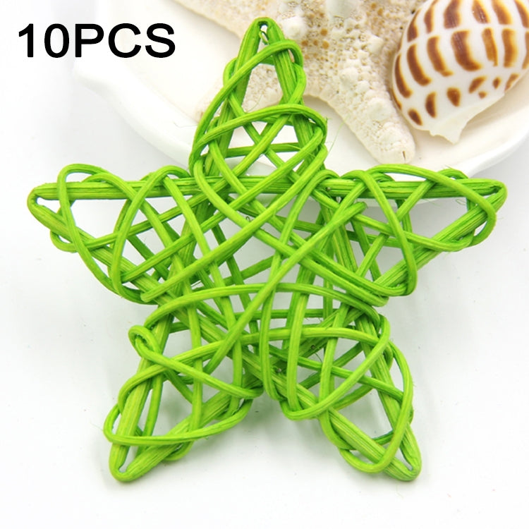 10 PCS 6cm Artificial Straw Ball DIY Decoration Rattan Stars Christmas Decor Home Ornament Supplies(Green) - Ornaments by PMC Jewellery | Online Shopping South Africa | PMC Jewellery