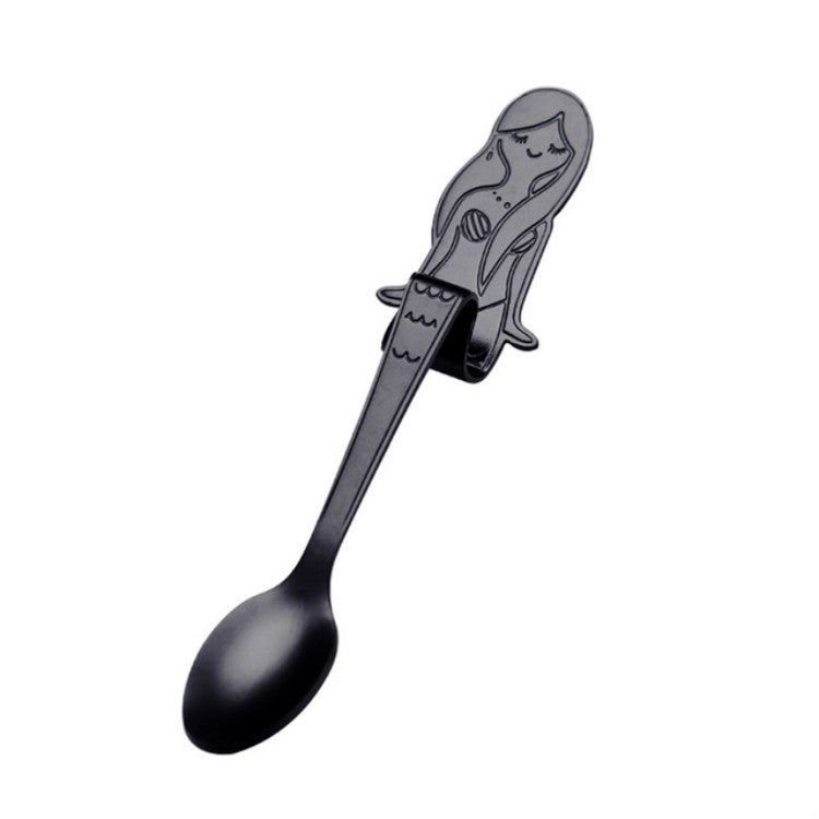 Creative Coffee Spoon Mermaid Shape Handle Spoons Flatware Drinking Tools, Color:Black - free shipping - PMC TechLife - Order now!