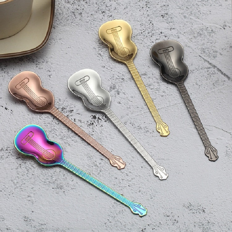 Stainless Steel Coffee Mixing Spoon Creative Musical Instrument Shape Spoon, Style:Guitar, Color:Silver - free shipping - PMC TechLife - Order now!