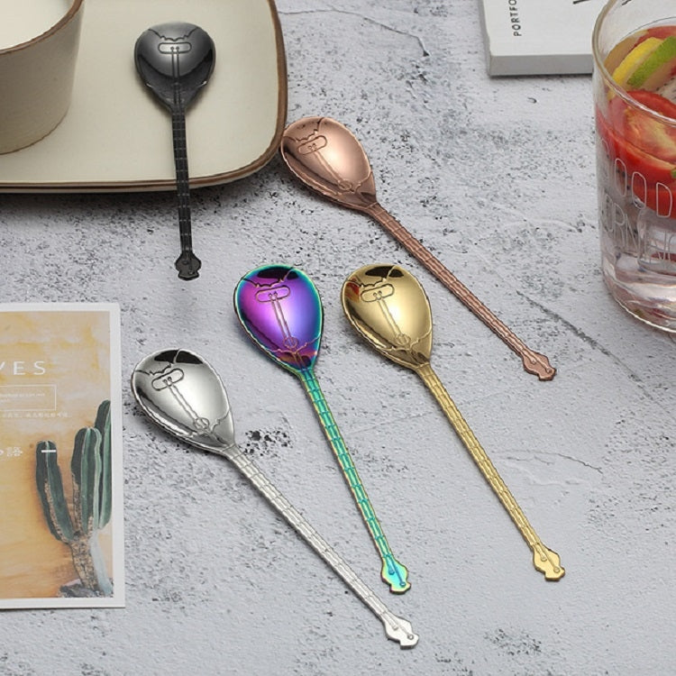 Stainless Steel Coffee Mixing Spoon Creative Musical Instrument Shape Spoon, Style:Guitar, Color:Silver - free shipping - PMC TechLife - Order now!