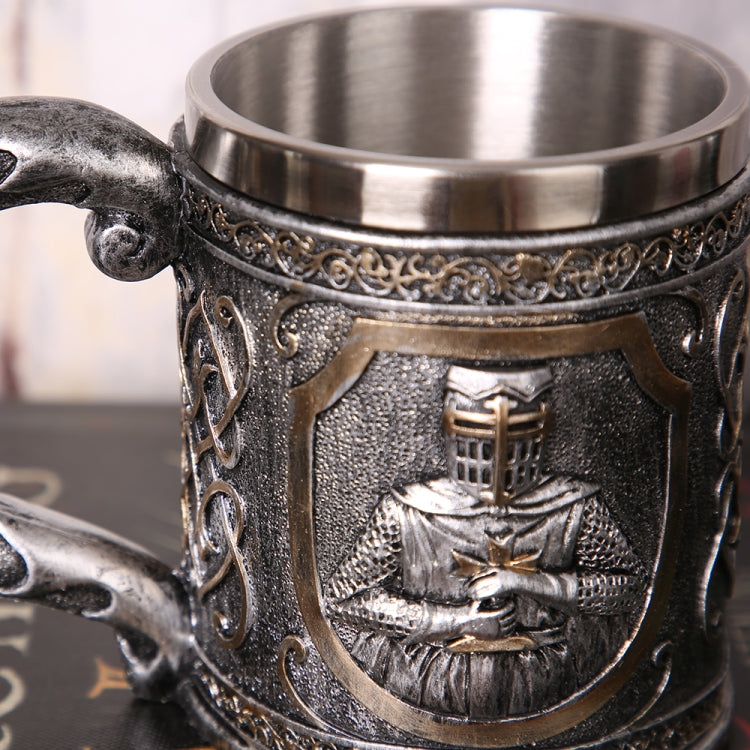 3D Viking Skull Coffee Beer Mug Skull Mug Beer Wine Drink Gift Stainless Steel Knight Decorative Cup for Men Mug - Drinking Tools by PMC Jewellery | Online Shopping South Africa | PMC Jewellery