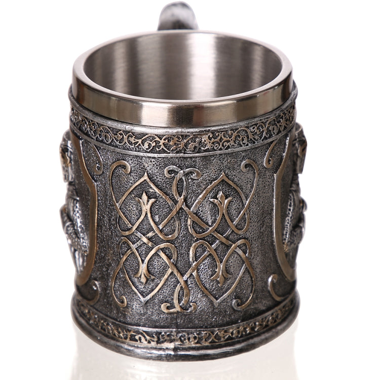 3D Viking Skull Coffee Beer Mug Skull Mug Beer Wine Drink Gift Stainless Steel Knight Decorative Cup for Men Mug - Drinking Tools by PMC Jewellery | Online Shopping South Africa | PMC Jewellery