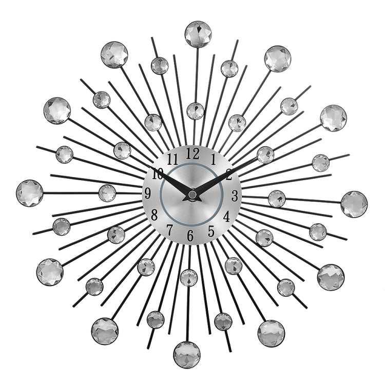 Creative Wall Clock Crystal Silver Wrought Iron Wall Clock Personality Art Decoration Living Room Bedroom Clock - Wall Clock by PMC Jewellery | Online Shopping South Africa | PMC Jewellery