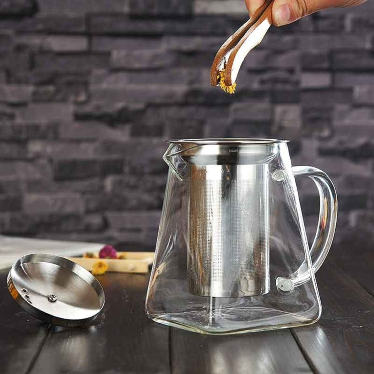 Stainless Steel Clear Heat Resistant Glass Filter Tea Pot, Capacity: 550ml - Teapots by PMC Jewellery | Online Shopping South Africa | PMC Jewellery