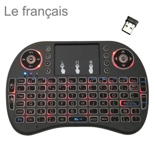 Support Language: French i8 Air Mouse Wireless Backlit Keyboard with Touchpad for Android TV Box & Smart TV & PC Tablet & Xbox360 & PS3 & HTPC/IPTV - MINI PC Accessories & Gadgets by PMC Jewellery | Online Shopping South Africa | PMC Jewellery | Buy Now Pay Later Mobicred