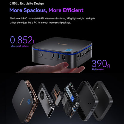 [HK Warehouse] Blackview MP60 Mini PC, 8GB+256GB, Windows 11 Pro Intel Jasper Lake N5095 up to 2.9GHz , EU Plug(Blue) - Windows Mini PCs by Blackview | Online Shopping South Africa | PMC Jewellery