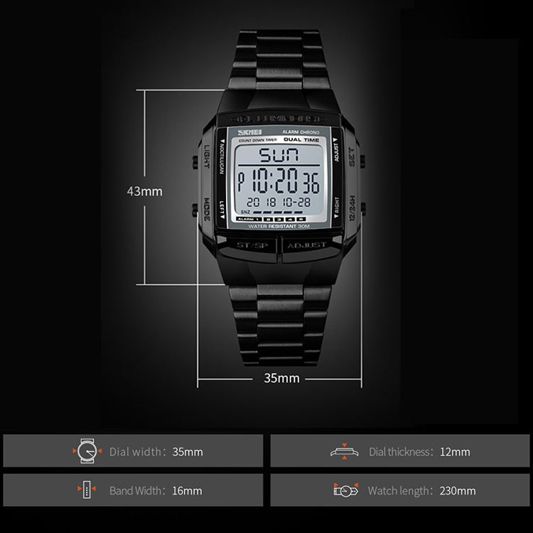 SKMEI 1381 Multifunctional Men Outdoor Business Sport Noctilucent Waterproof Digital Wrist Watch(Silver) - free shipping - PMC TechLife - Order now!