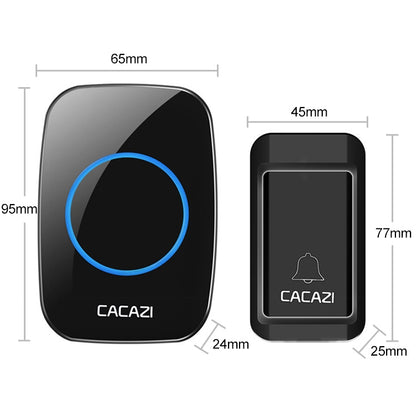CACAZI A10G One Button Three Receivers Self-Powered Wireless Home Cordless Bell, UK Plug(Black) - Wireless Doorbell by CACAZI | Online Shopping South Africa | PMC Jewellery