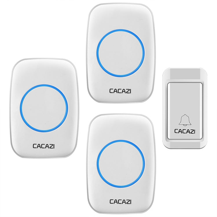 CACAZI A10G One Button Three Receivers Self-Powered Wireless Home Cordless Bell, UK Plug(White) - Wireless Doorbell by CACAZI | Online Shopping South Africa | PMC Jewellery | Buy Now Pay Later Mobicred