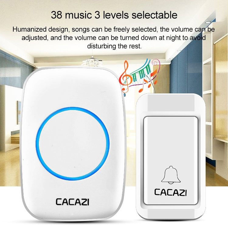 CACAZI A10G One Button Three Receivers Self-Powered Wireless Home Cordless Bell, US Plug(Black) - Wireless Doorbell by CACAZI | Online Shopping South Africa | PMC Jewellery